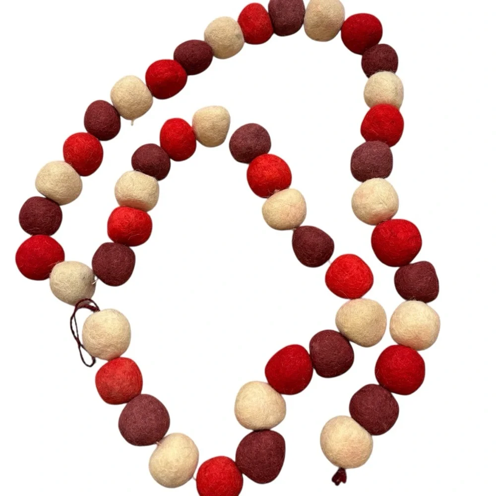 Large Felted Wool‎ Ball Holiday Garland Appr 76” Long